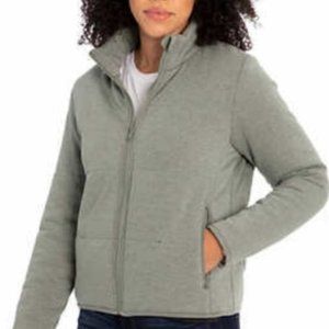 Three Dots Quilted Jacket Grey S Soft Fleece